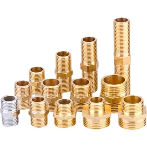 Brass Pipe Hex Fitting Quick Coupler Adapter 1/2``3/4''1'' External Thread Water Oil Gas Connector Irrigate Water Pipe Fittings