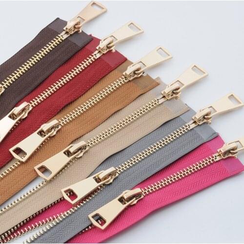 1/2pcs Lightgold Open-end Metal Zippers 120cm 5# A Coudre Double Sliders Zipper For Sewing Down Jacket Coat Accessories A3-11