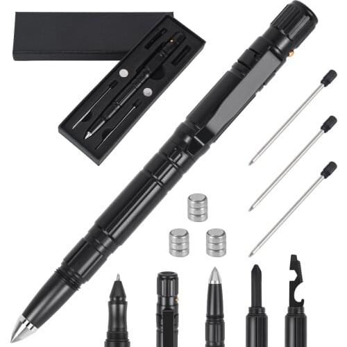 Multi-Function Tactical Pen Emergency Flashlight Screwdriver Bottle Opener Window Breaker Outdoor Survival EDC Tool Gift Box