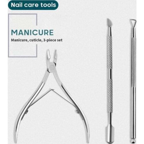 Nail Cuticle Nipper Kit Stainless Steel Tweezer Clipper Dead Skin Remover Scissor Plier Pusher 3 Pcs/set Cutter Pedicure Tool