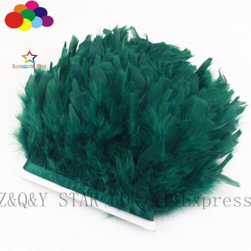 Natural turkey feather 10-15CM dyed dark green cloth edge DIY stage performance costume craft jewelry feather