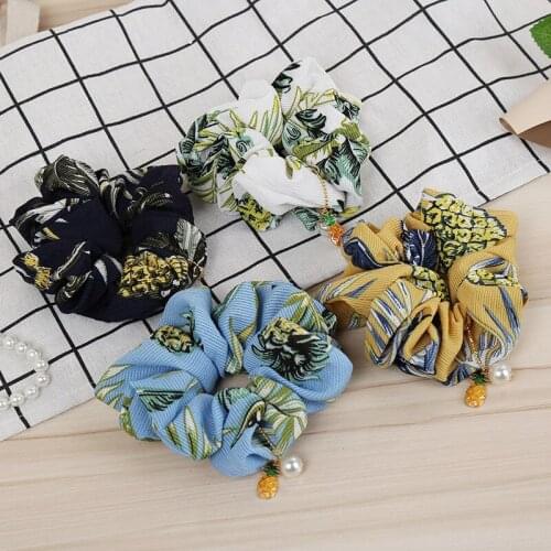 New arrival Fashion women lovely Flora Hair bands hair Scrunchies with beads girls cute Hair Tie Accessories Ponytail Holder