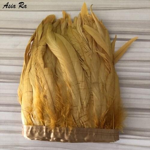 Wholasale 10 Meters Gold Pheasant Feathers Trims for Crafts Wedding Party Supplies Carnival Dancer Decoration plumas Plumages