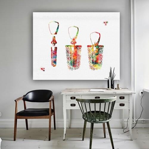 Dental Implant Watercolor Poster Wall Art Tooth Anatomical Medical Canvas Painting Print Pictures for Medical Office Decor
