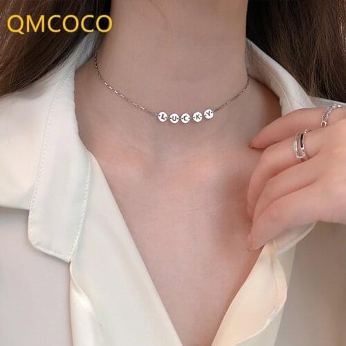 925 Silver Necklace Lucky Round Shape Alphabet Pendant Necklace Simple Charm For Women Birthday Party Jewelry Gifts