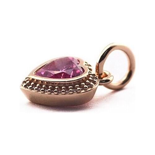 Silver color pink cz heart gold floating charms pulseira berloques european beads Fit Charms Bracelet