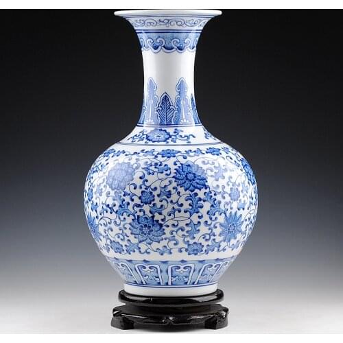 Modern fashion blue filter Crafts pottery vase knick knacks Forest porcelain ceramic ornaments living room furniture