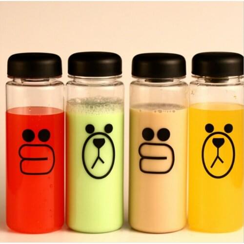 500ml Glass Water Bottle Portable Leakproof Thermoplastic Plastic Cute Sports Outdoor Running Camping Hiking Student Gift