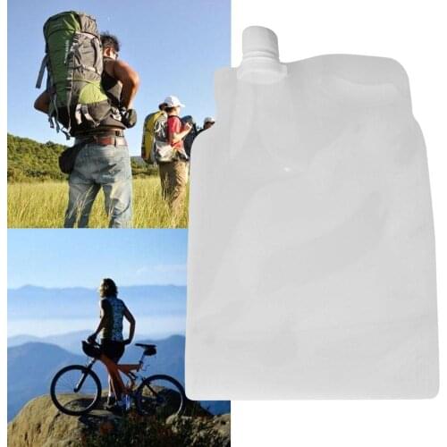 Portable 2L Foldable Drinking Water Bag Outdoor Camping Hiking Riding Transparent Water Container Small Mouth Handle Water Bag