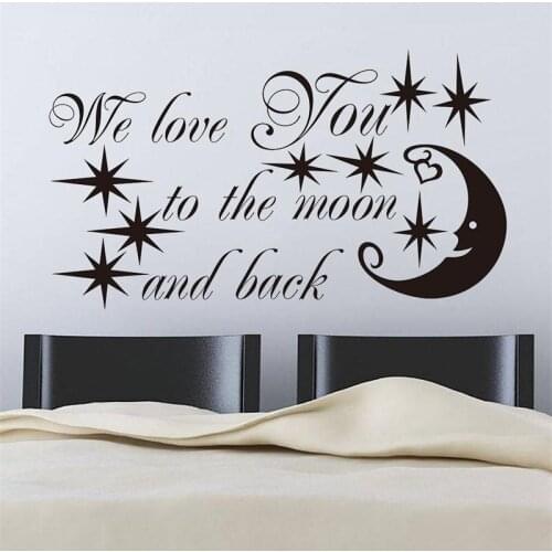 Warm love quote We Love You good night with moon star pattern creative lovely kids baby room vinyl mural art bedroom home decal