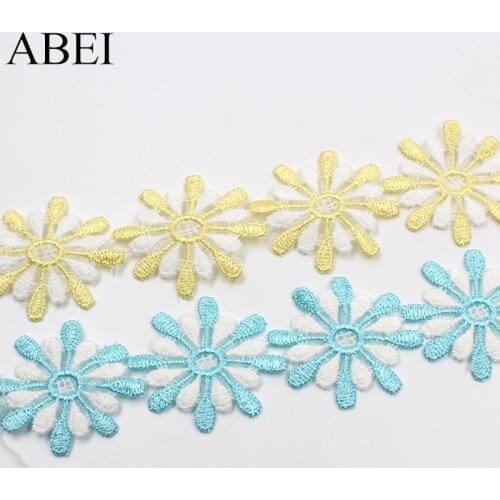 35mm Water Soluble Flower Lace Trims Knitted Cotton Polyester snowflake Ribbon Diy Underwear Clothes Fabric Lace Supplier