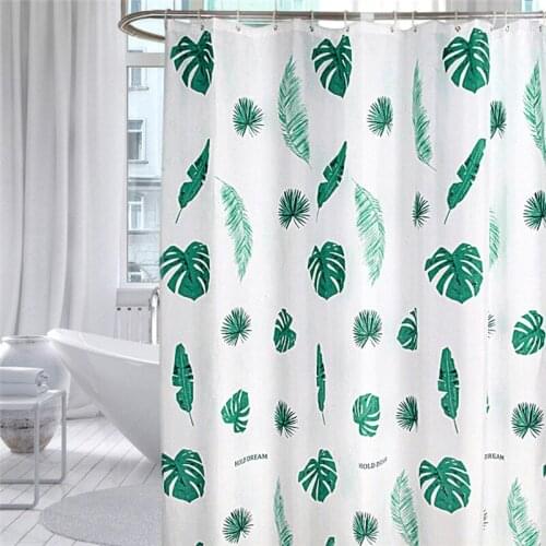 Green Banana Leaf Pattern Shower Curtain for Bathroom Fabric Waterproof Polyester White Shower Curtains 72x72 Inch Jinya Home
