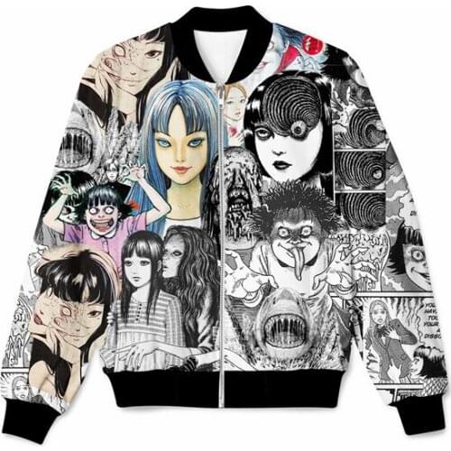 SOSHIRL Halloween Horror Anime Jacket Harajuku Japanese Streetwear Winter/Autumn Unisex Bomber Jacket Funny Cool Coat Outfits
