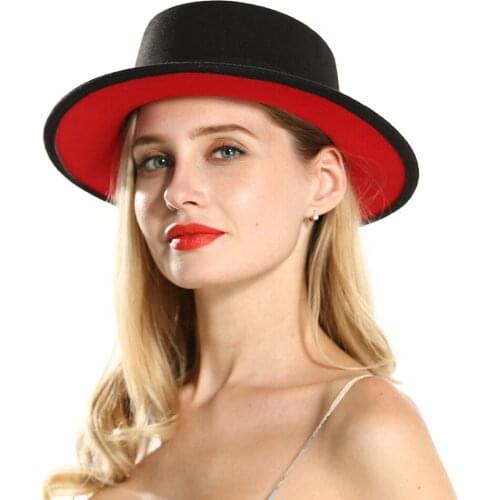 2019 Fashion Womens Wide Brim Fedora Hat For Lady Winter Wool Fascinator Top Flat Jazz Church Hat Pork Pie Hat Size 56-58CM