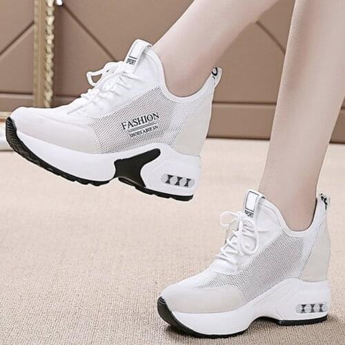 Platform Sneakers Women Autumn Thick Bottom Wedges Vulcanized Shoes High Heels Ladies Footwear Suede Leather Female Shoes 2021