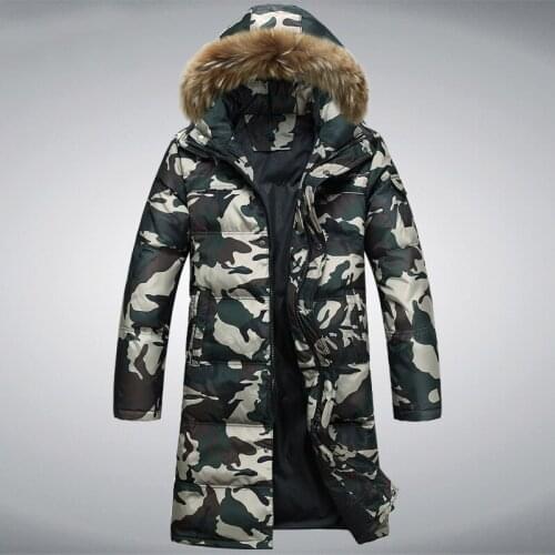 Winter Jacket Men Plus Size Camouflage Duck Down Jacket Mens Long Coat Man Fur Collar Parka Casaco Masculino KJ572