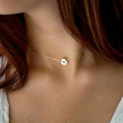 Gold wrap Necklace Handmade 11MM Coin Pendants Name Letter Jewelry Boho Collier Femme Boho Choker necklace