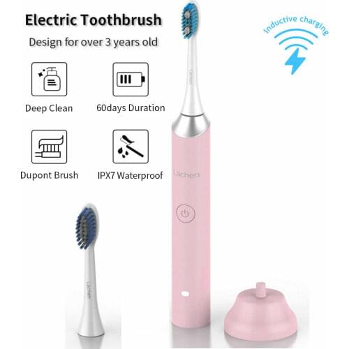 Lachen 031 Sonic Toothbrush Electric Rechargeable USB Charger Ultrasonic Teeth Brush for Adults 4/8Replacement Heads