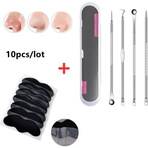 10+4pcs/set Nose Blackhead Remover Mask Neddles Pore Cleaner Acne Facial Cleanser Pimple Spot Extractor Beauty Tools Skin Care