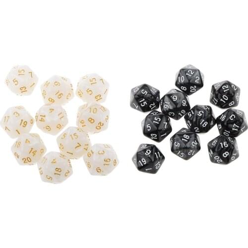 20Pcs Collectible 10mm D10 D20 Polyhedral Dice Digital for MTG DND TRPG Toys