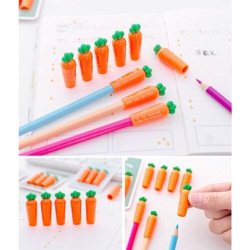 3pcs/pack Creative Carrot Chick Pen Pencil Cap Sleeve Cover Extender Protector Office School Supplies Stationery