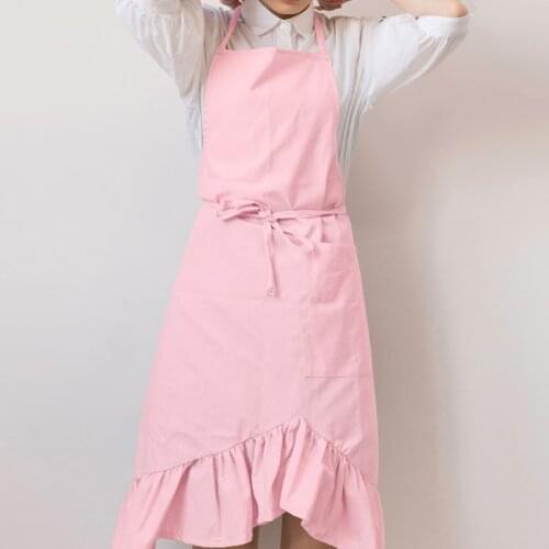 50LB Casual Pleated Lace Kitchen Cooking Aprons for Women Chef Apron with Pocket Soft