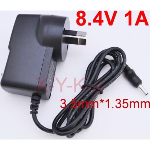 50PCS 8.4V 1A High quality 8.4V 1000mA 1A 3.5mmx 1.35mm Universal AC DC Power Supply Adapter Charger UK For lithium battery