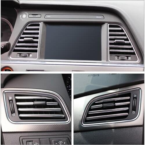 Car Interior Air Conditioner Outlet Vent Grille Chrome Decoration Strip For Toyota Corolla Camry Yaris Hilux Prius Land Cruiser