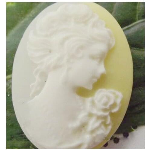 Free ship!!! 100pcs/lot Vintage resin Cameos Lady Portrait Cabochons Cameos white on Gradient 18*25mm