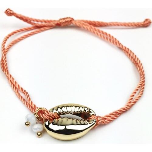 Bff Boho Cowrie Shell Bracelets For Women orange String Rope Chain Couple Bracelet Boheme pulseras mujer moda armbanden
