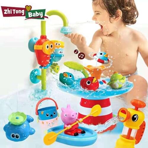 Baby Bath Toys Wall Suction Cup Marble Turn around Bathroom Bathtub Kids Play Water Games Toy Set for Children