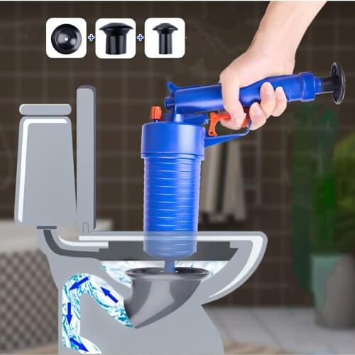 Air Power Drain Blaster Gun High Pressure Powerful Manual Sink Plunger Opener Cleaner Pump For Bath Toilets Dredge Tool