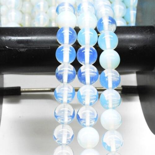 FLTMERHwholesale White Opal Beads Round Loose Beads for Jewelry Making 15.5 Inches Pick Size 4/6/8/10/12mm Diy Bracelet Necklack