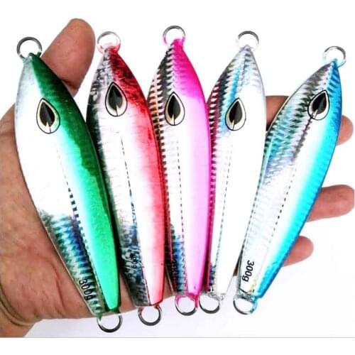 Deep sea Fishing Jigging Night Noctilucent Metal Jigbait Slow Jig Lure Spoon Bass Hook Spinner bait 100g 200g 300g Free shipping