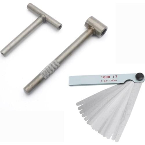 Motorcycle Engine Valve Screw Adjusting Spanner Tool Valve clearance adjustment tools + Feeler gauge 0.02-1