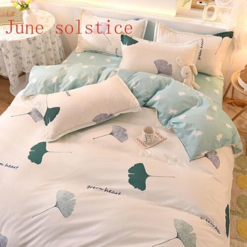 Leaves Soft Bedding Set White Navy Flower Fruit Twin Queen Flat Sheet Duvet Quilt Cover Pillowcase Cotton Ployester Adult Kids
