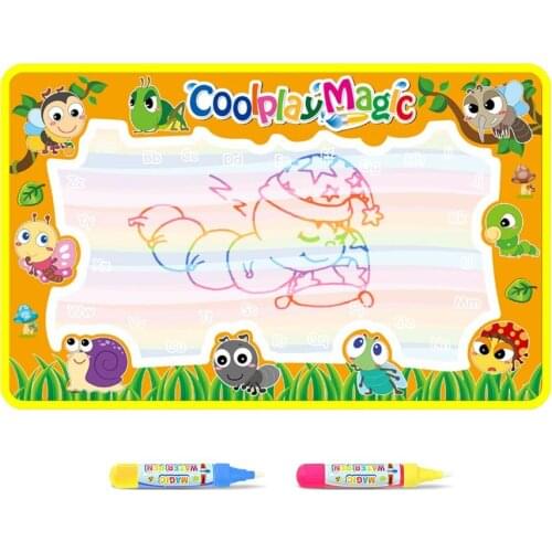 59*36CM Rainbow Magic Water Drawing Mat & 2 Pens Doodle Coloring Mat Painting Board Educational Toys for Kids Birthday Gift