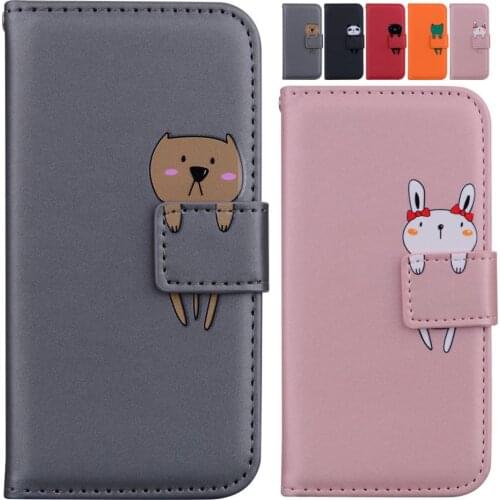 Cute Pet Pattern Flip Phone Case For Huawei Y5 2018 Y6 2018 Y7 2019 Kid Leather Phone Wallet Flip Card Slot Bag Panda Frog O22G