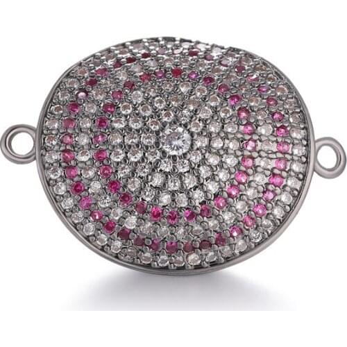 Trendy Luxury Supplies For Jewelry Making Paved Zircon Circle Metal Connector Charms Bracelets Earrings DIY Accessories