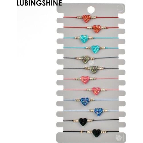 12pcs/Set Handmade Braid Rope Chain Bracelet Set Acrylic Cross Love Charms Bracelets for Women Infinity Love Adjustable Jewelry