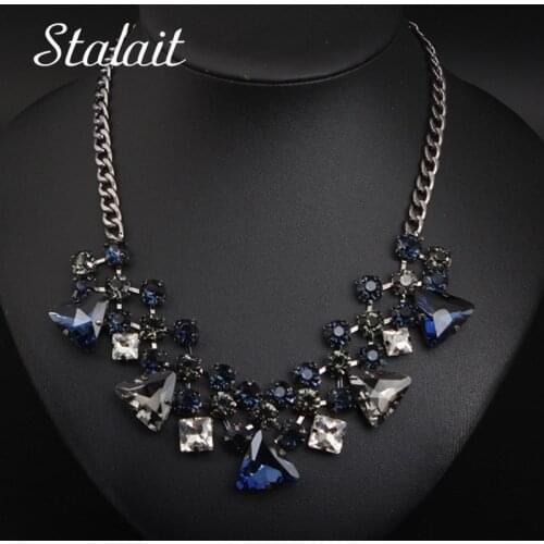 Charming Women Dress Dating Jewelry Prong Setting Triangle Crystal Necklace Earrings Sets Fashion Clavicle Chain For Gift