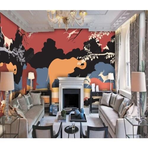Custom photo wallpaper for walls 3 d murals Modern Nordic cute cartoon elephant monkey forest background wall papers home decor