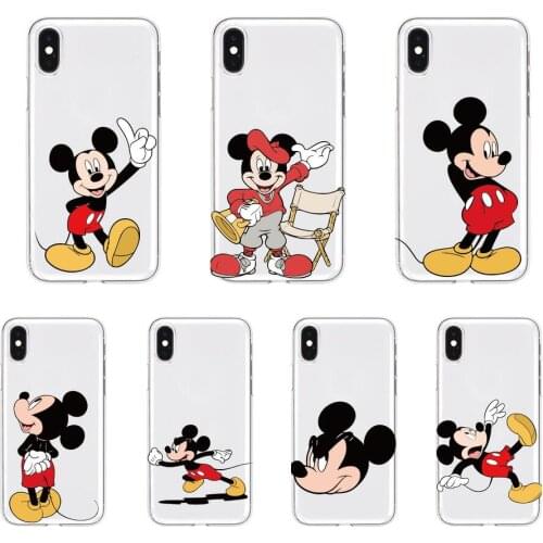 Funny Mickey Mouse Lovely Anime Transparent Phone Case For XiaoMi Redmi Note 10 9S 8 7 6 5 A Pro T Y1 Anime Cover Silicone Pre