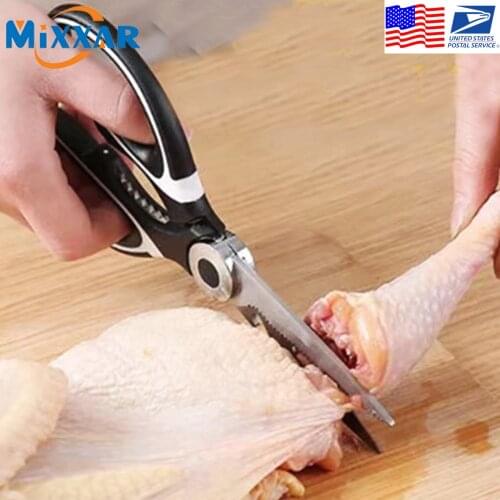 Dropshipping Multifunctional Kitchen Scissors Cutting Knife Stainless Steel Meat Cutting Chicken Bone Opening Bottle