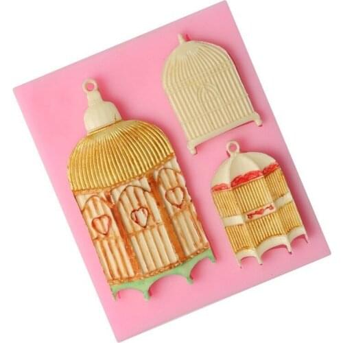 Birdcage House Fondant Cake Mold Chocolate Candy Lace Mould Kitchen Baking Sugarcraft Cake Decoration Tool Mould