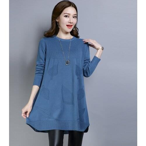 Pullover Female medium long Sweater 2020 new autumn winter Korean loose O neck plus size Tops warm knit Sweaters Female Jumper