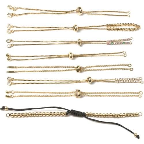 1pcs Gold Plated Copper Adjustable Slider Chain For Jewelry Making Diy Loops Connector Pendants Bracelets Material Findings