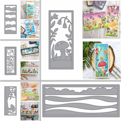 Cutting Dies Ocean Irregular Wave Clouds Flowers Mushroom Gallery Frame Film Border DIY Craft Cards 2020 NEW 219.9*92.9mm