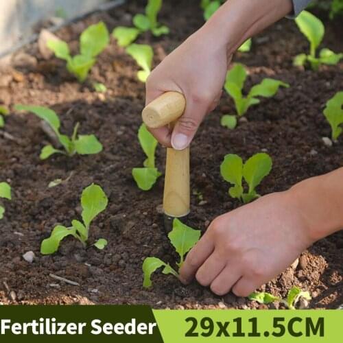 Agricultural Fertilizer Seeder T-type Garden Hand Tools Transplant Planting Hole Punch Wood Handle Loosen Soil Plant Sow Dibber