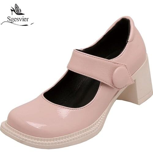 Sgesvier Black High Heels 2021 New Work Shoe Shallow Mouth Square Heel Single Shoes Fashion Comfort Womens Shoes Pumps